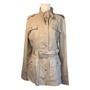 Banana Republic Heritage Utility Jacket Coated Cotton Stone Beige Knit M